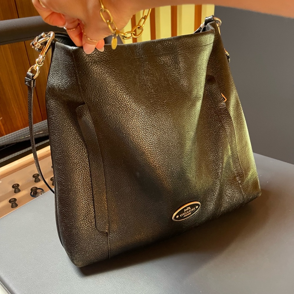 Coach Black Shoulder Bag with Gold Hardware